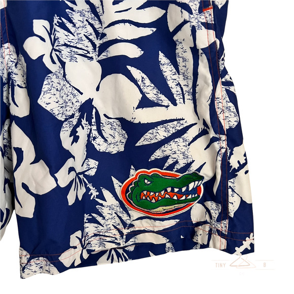 UF Florida Gators Men's L Swim Trunks Blue White Tropical Hawaiian Floral Print - Picture 3 of 6